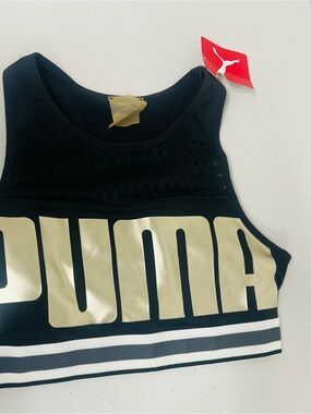 Puma Black Crop Top with Gold Logo
